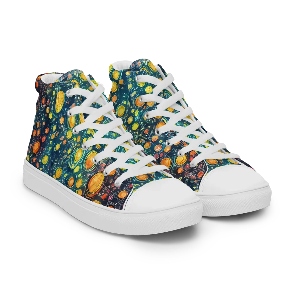 Starry Orbits on Men's High Top Canvas Shoes — Right Front