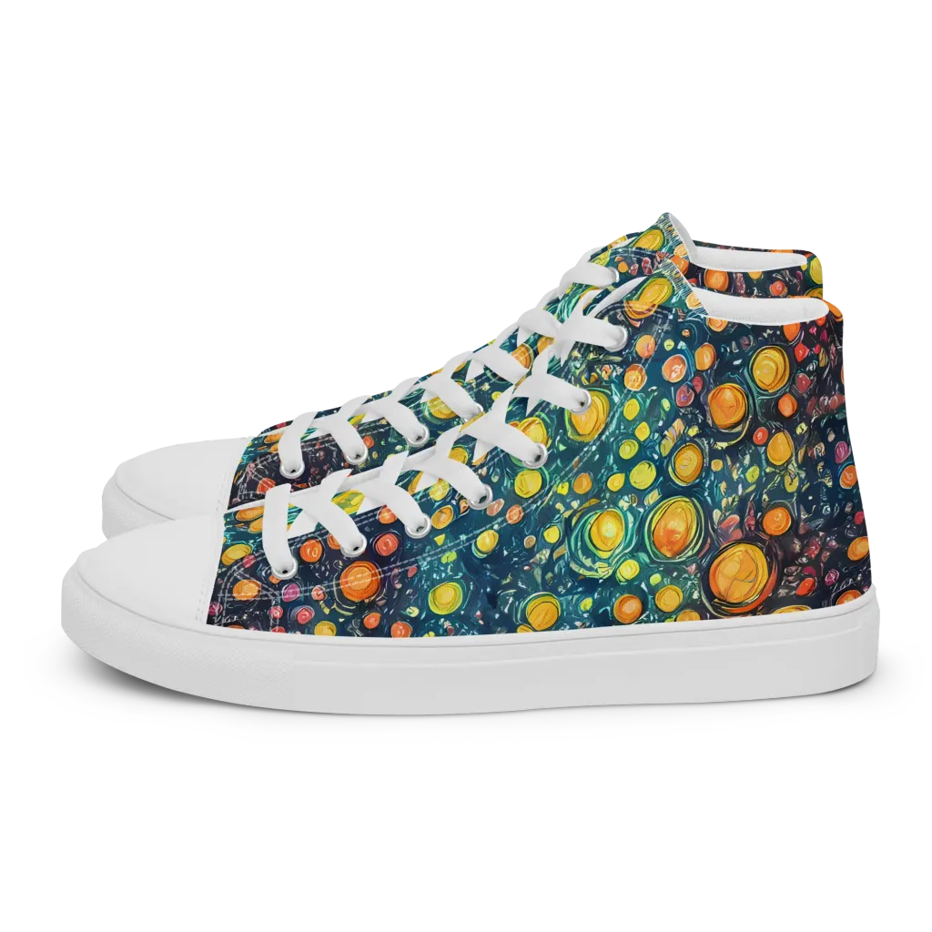 Starry Orbits on Men's High Top Canvas Shoes — Left