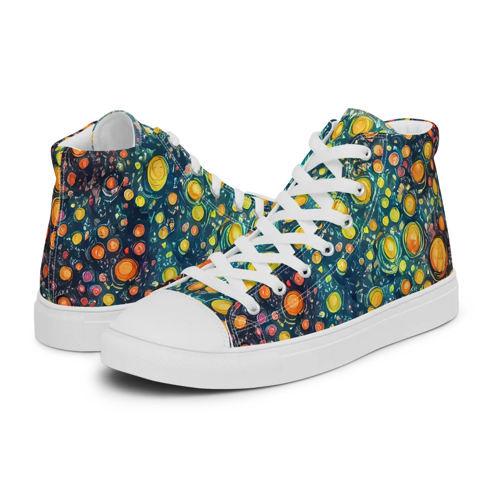 Starry Orbits on Men's High Top Canvas Shoes — Left