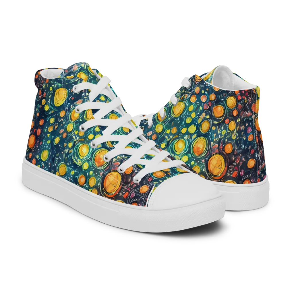 Starry Orbits on Men's High Top Canvas Shoes — Right