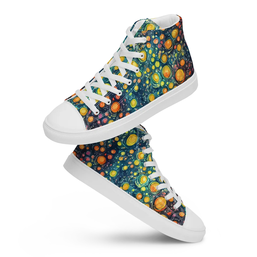 Starry Orbits on Men's High Top Canvas Shoes — Front