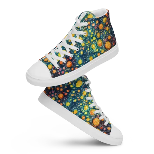 Starry Orbits on a Men's High Top Canvas Shoes