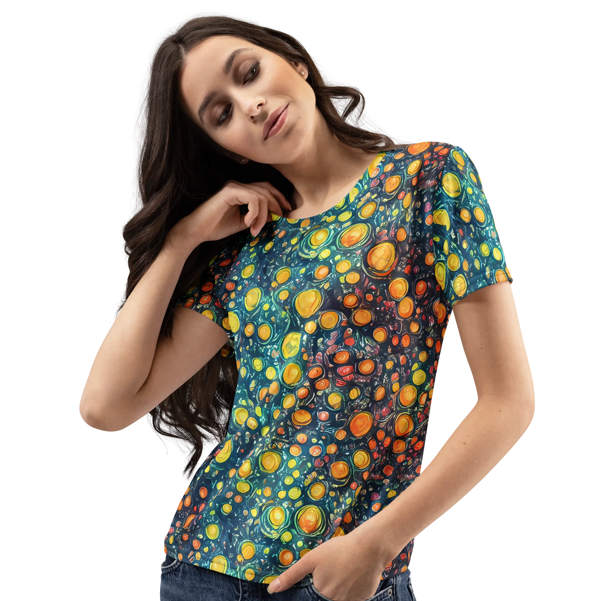 Starry Orbits on Women's Crew Neck T-Shirt — Left Front