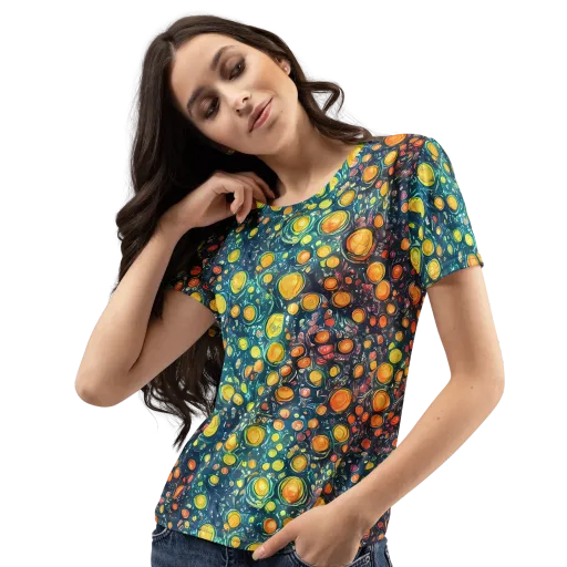 Starry Orbits on a Women's Crew Neck T-Shirt