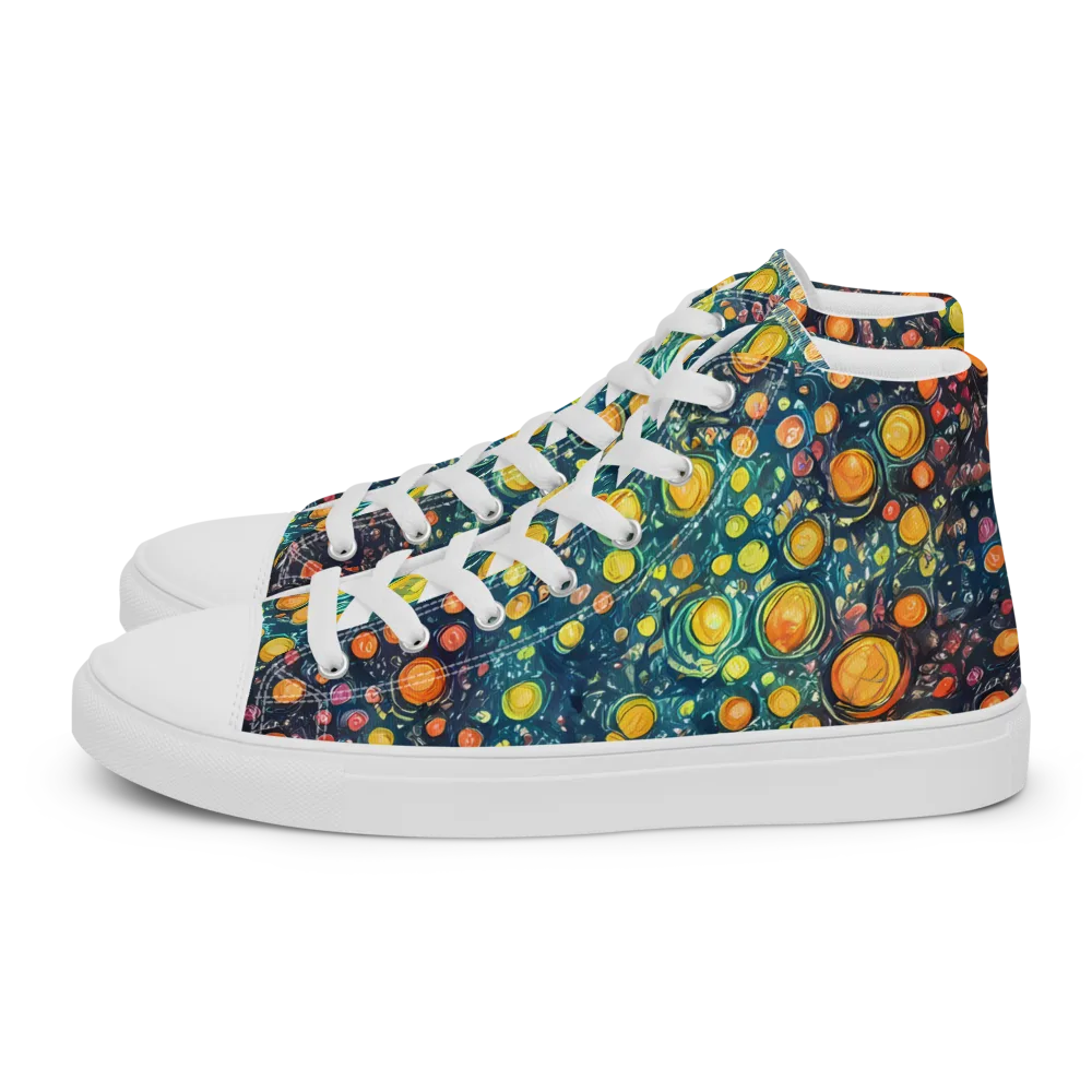 Starry Orbits on Women's High Top Canvas Shoes — Left