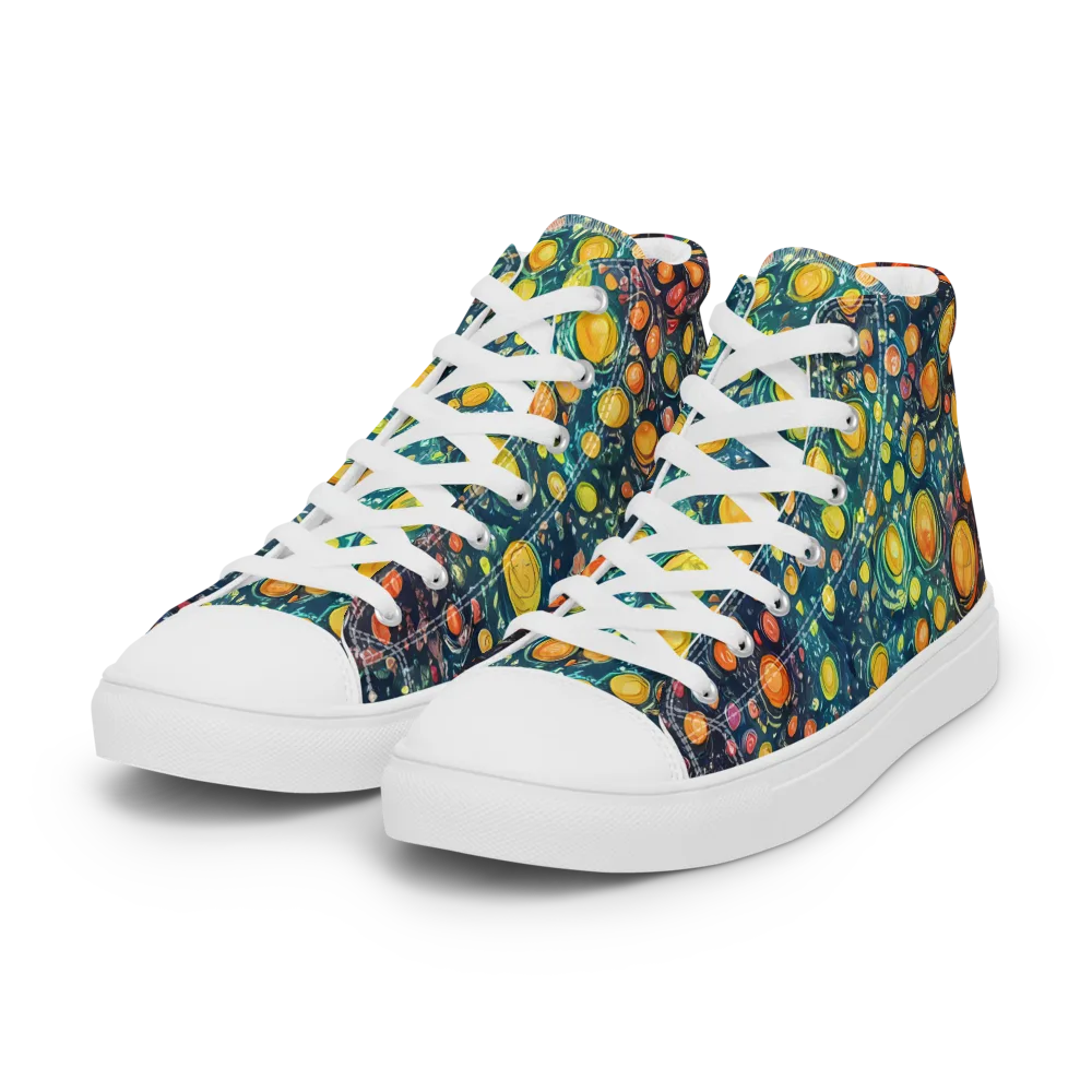 Starry Orbits on Women's High Top Canvas Shoes — Left Front