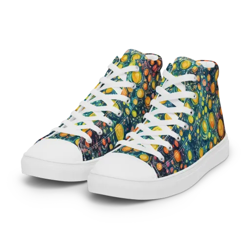 Starry Orbits on a Women's High Top Canvas Shoes