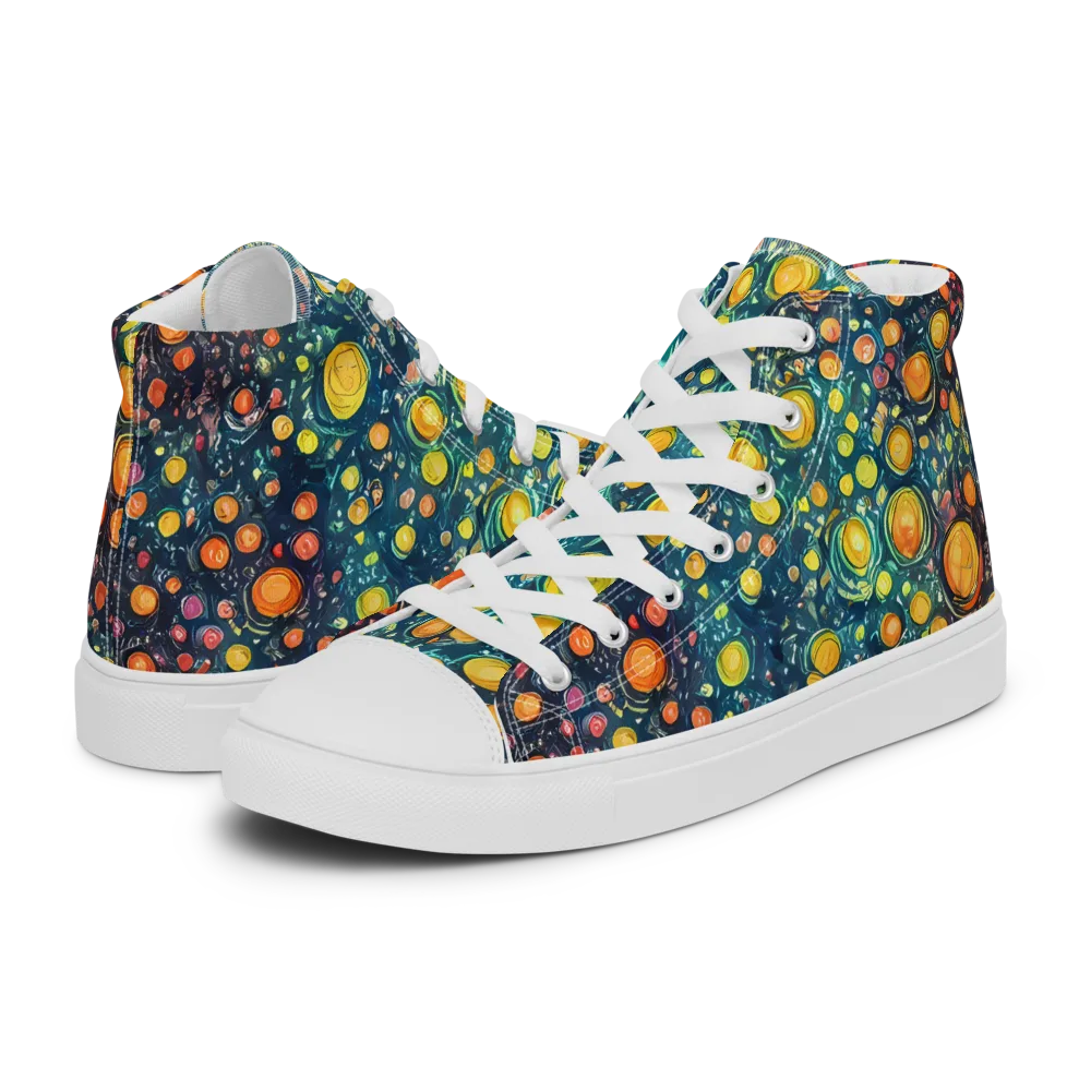 Starry Orbits on Women's High Top Canvas Shoes — Left