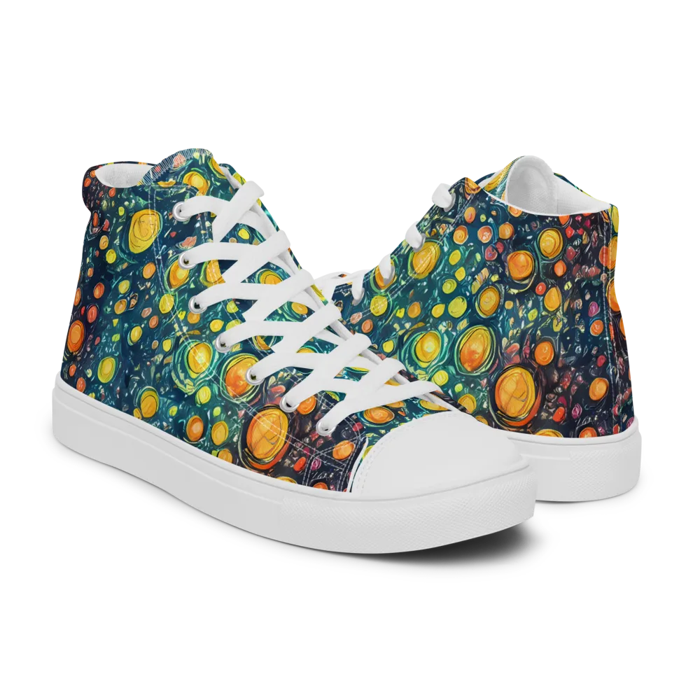 Starry Orbits on Women's High Top Canvas Shoes — Right