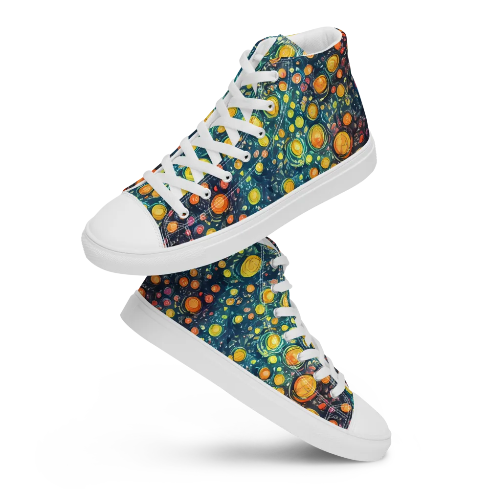 Starry Orbits on Women's High Top Canvas Shoes — Front