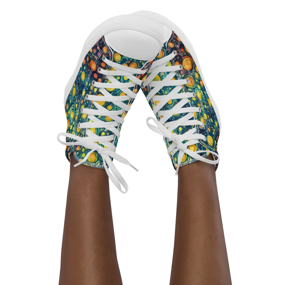 Starry Orbits on Women's High Top Canvas Shoes — Front