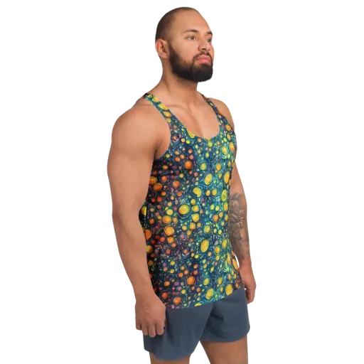 Starry Orbits on a Men's Tank Top