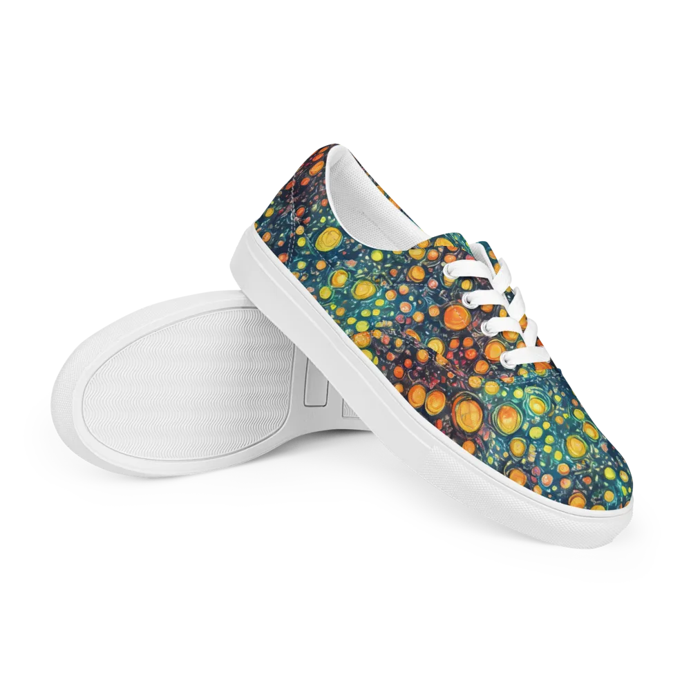 Starry Orbits on Men's Lace-Up Canvas Shoes — Right Front
