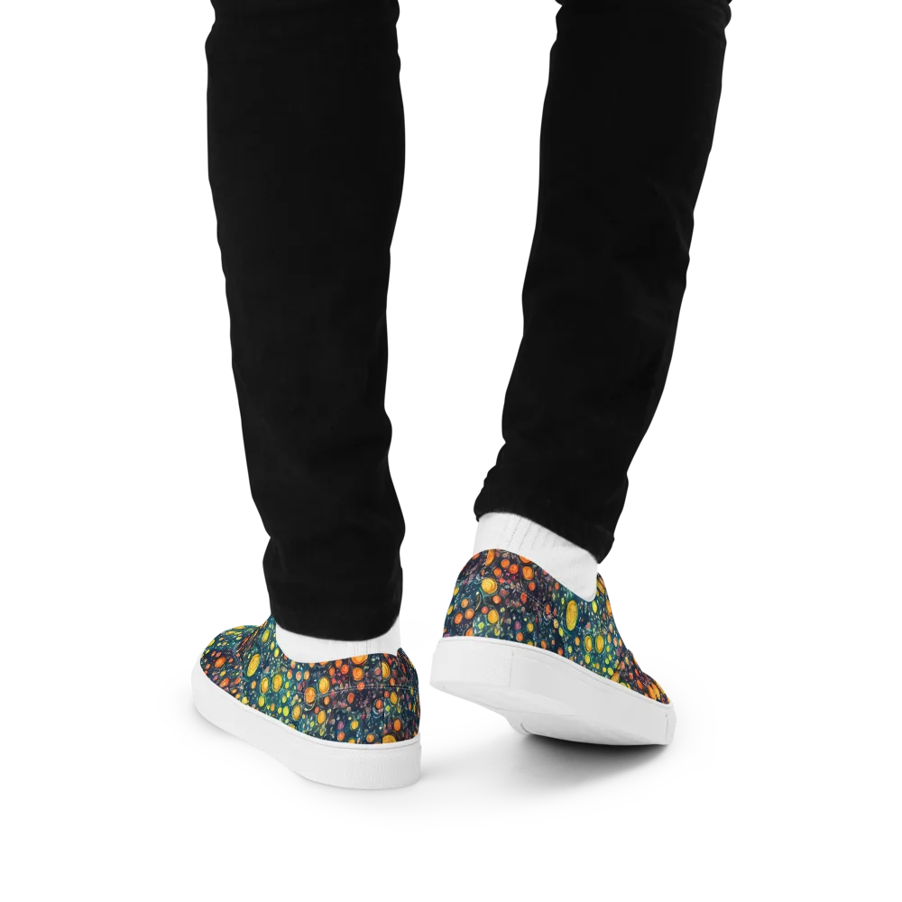Starry Orbits on Men's Lace-Up Canvas Shoes — Back