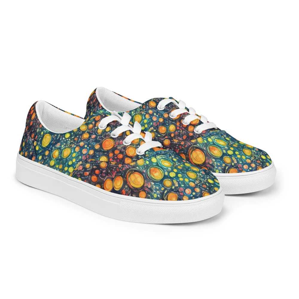 Starry Orbits on Men's Lace-Up Canvas Shoes — Right Front