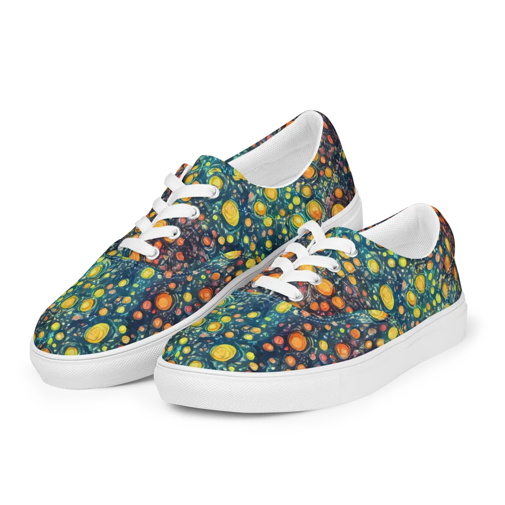 Starry Orbits on Men's Lace-Up Canvas Shoes — Left Front