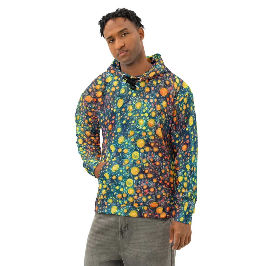 Starry Orbits on Cotton Hoodie — Left Front