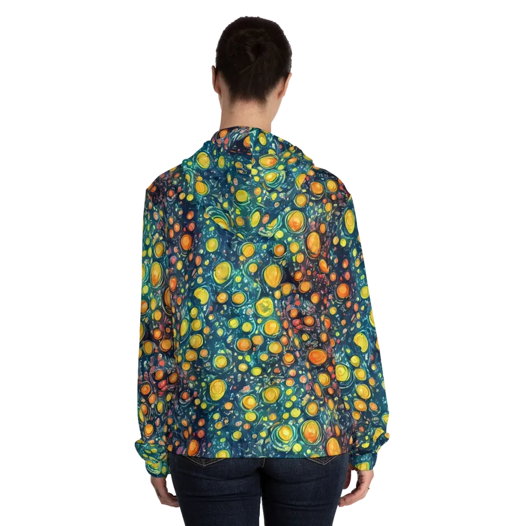 Starry Orbits on Women's Full-Zip Hoodie — Back On Person