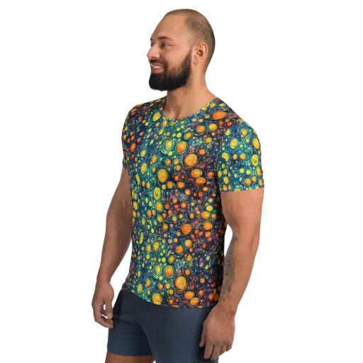 Starry Orbits on a Men's Athletic T-Shirt