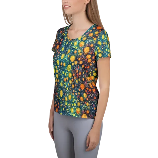 Starry Orbits on a Women's Athletic T-Shirt