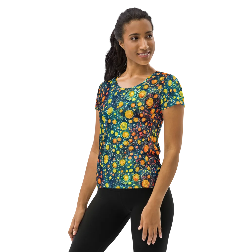 Starry Orbits on Women's Athletic T-Shirt — Left