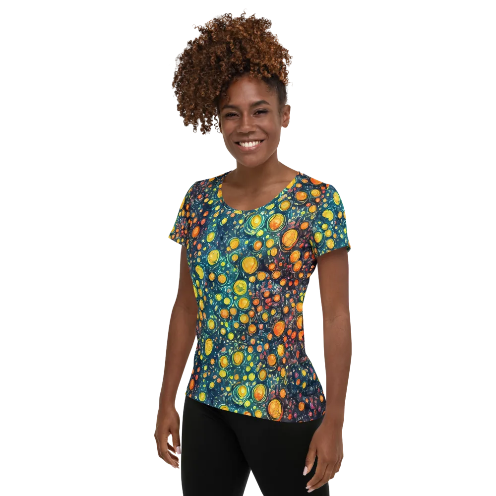 Starry Orbits on Women's Athletic T-Shirt — Left