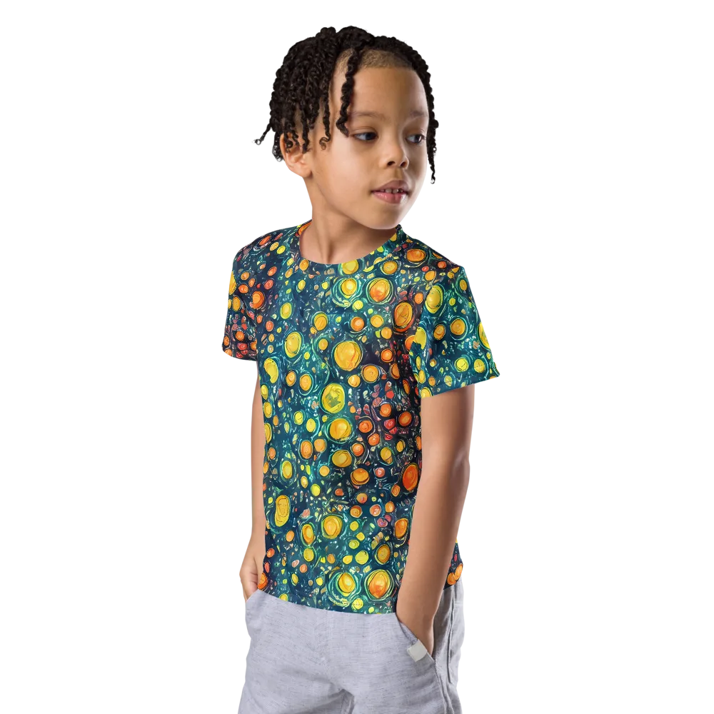 Starry Orbits on Kids Crew Neck T-Shirt — Left Front