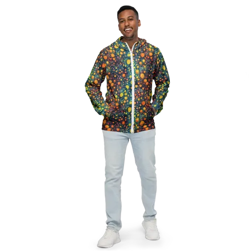 Starry Orbits on a Men's Windbreaker