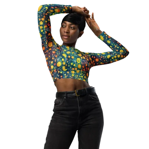 Starry Orbits on a Long Sleeve Crop Top