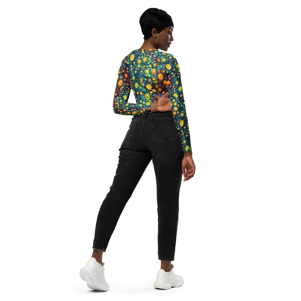 Starry Orbits on Long Sleeve Crop Top — Right Back