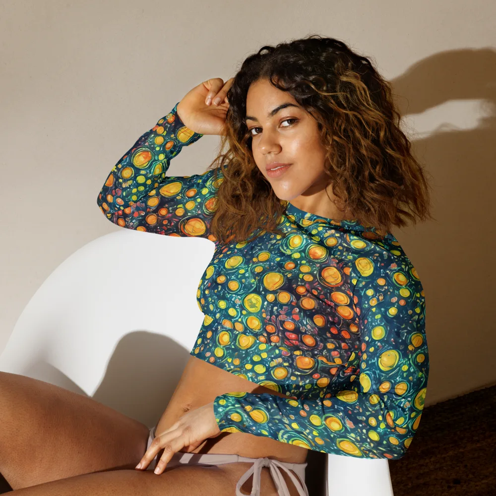 Starry Orbits on Long Sleeve Crop Top — Left Front