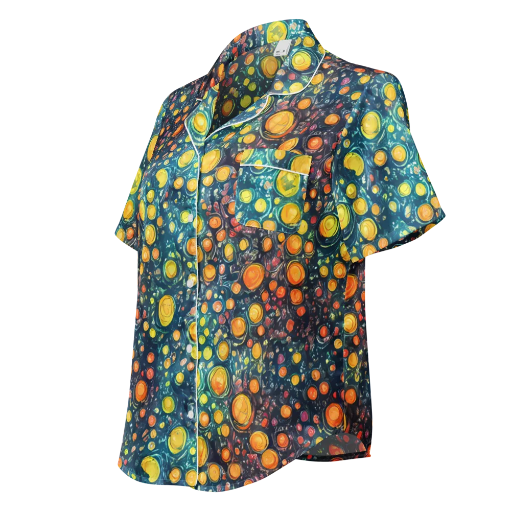 Starry Orbits on Women's Short Sleeve Pajama Top — Left Front