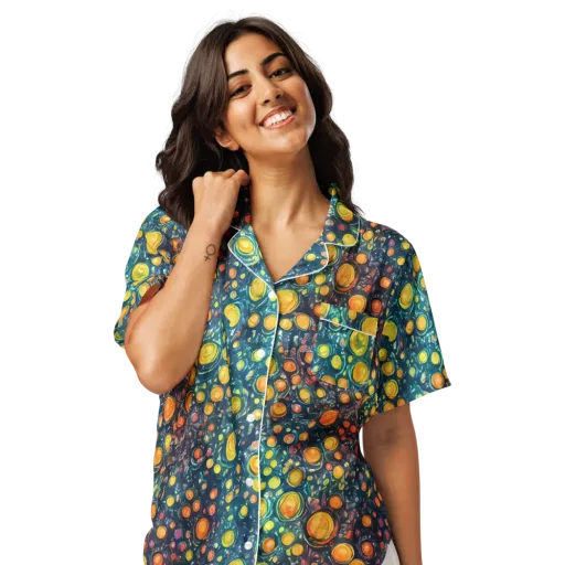 Starry Orbits on a Women's Short Sleeve Pajama Top