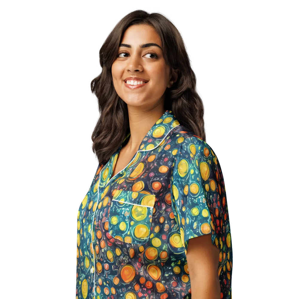 Starry Orbits on Women's Short Sleeve Pajama Top — Left Front