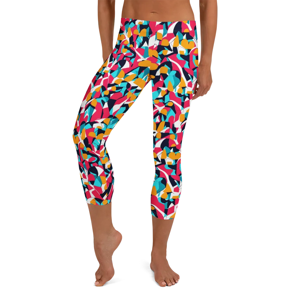Neon Figure Flux on Capri Leggings — Front