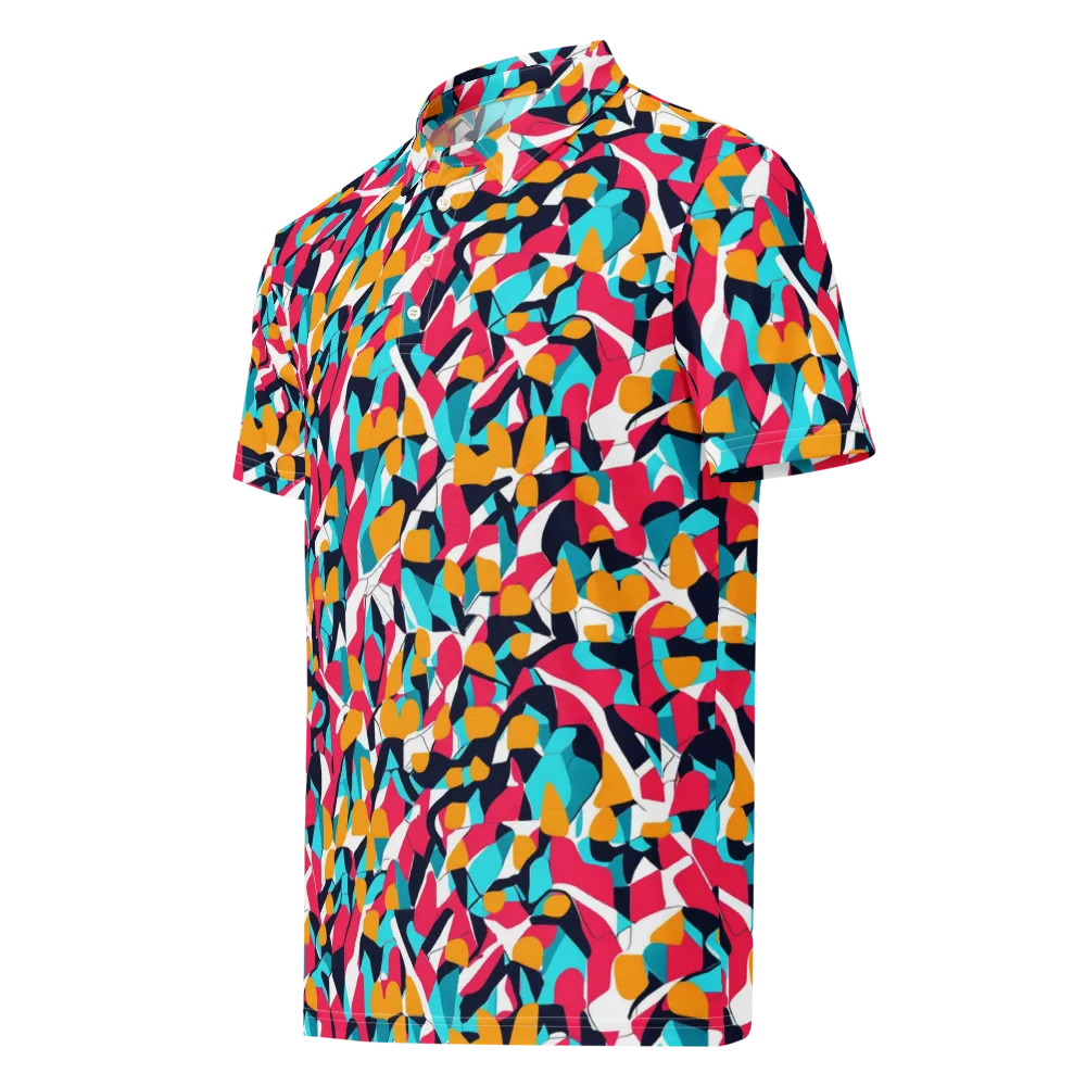 Neon Figure Flux on Men's Slim Fit Polo Shirt — Left Front