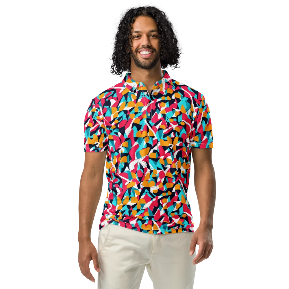 Neon Figure Flux on Men's Slim Fit Polo Shirt — Front