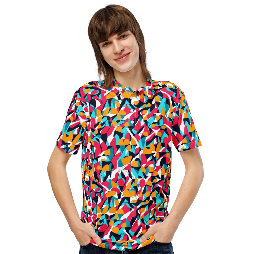 Neon Figure Flux on Men's Slim Fit Polo Shirt — Front