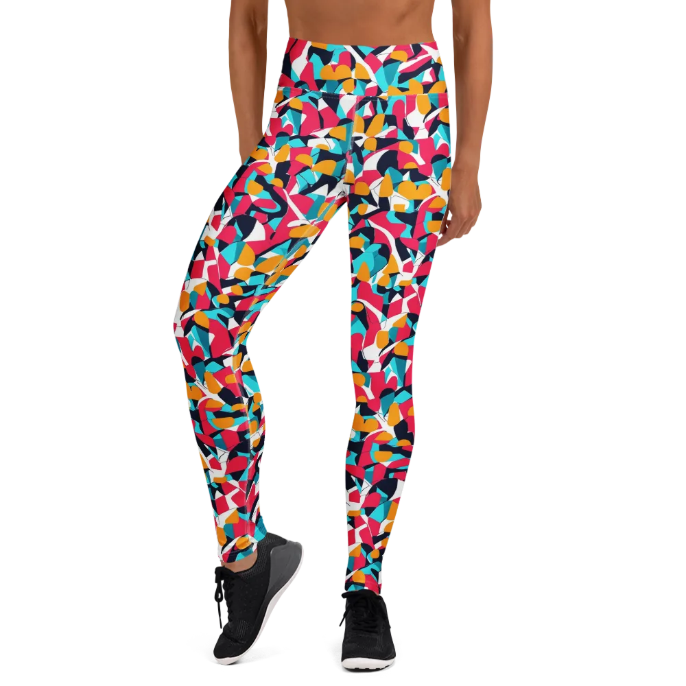 Neon Figure Flux on Yoga Leggings — Front
