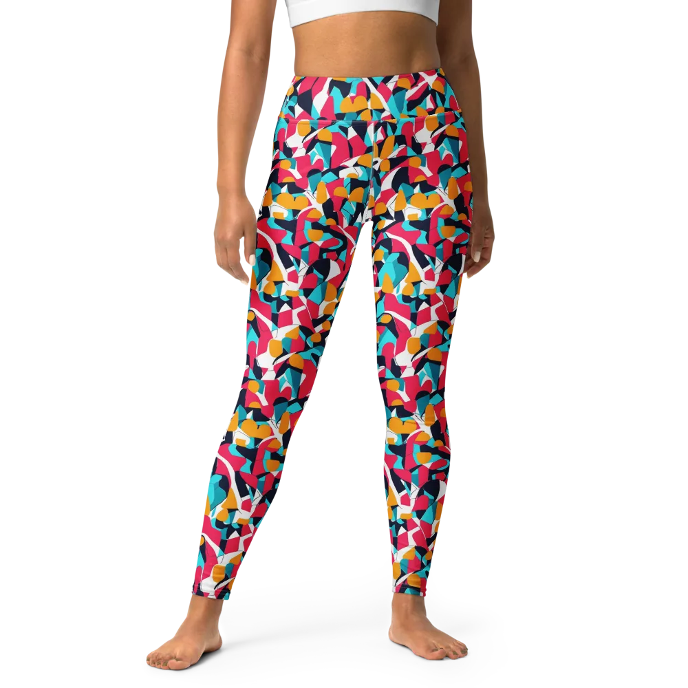 Neon Figure Flux on Yoga Leggings — Front