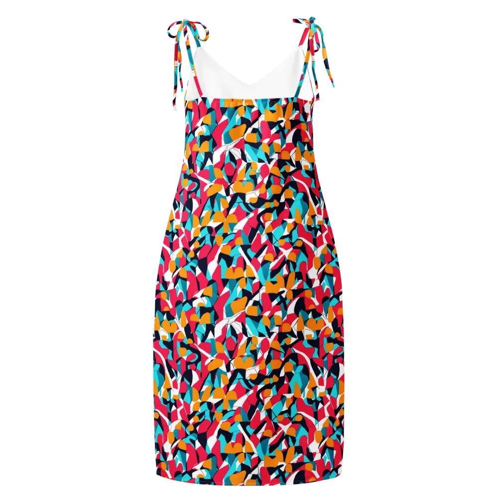 Neon Figure Flux on Slip Dress — Back