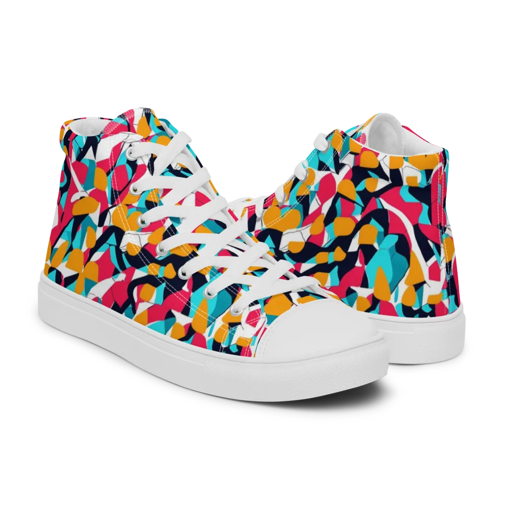 Neon Figure Flux on Men's High Top Canvas Shoes — Right