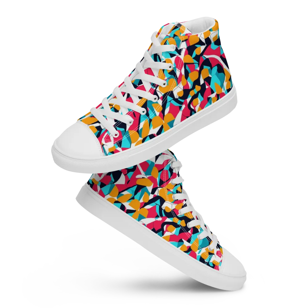 Neon Figure Flux on Men's High Top Canvas Shoes — Front