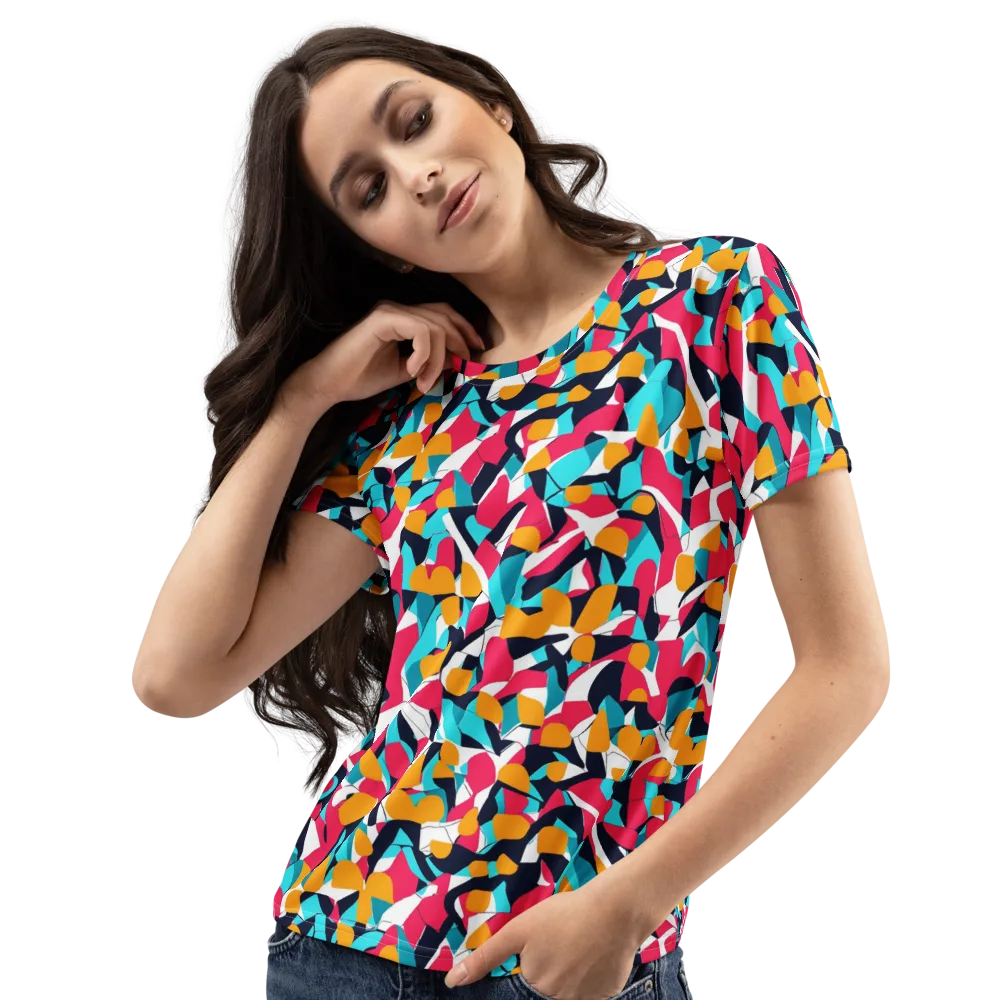 Neon Figure Flux on Women's Crew Neck T-Shirt — Left Front