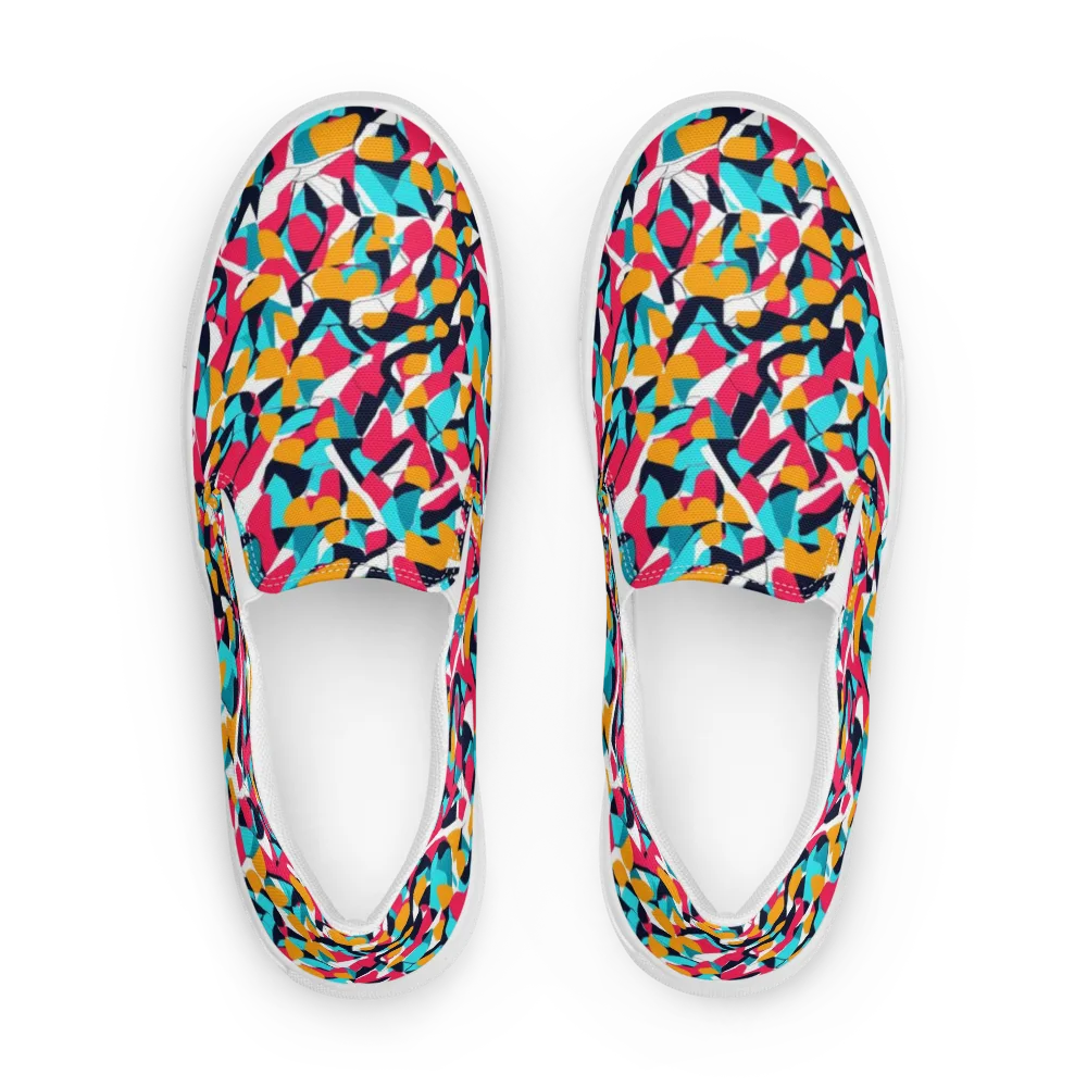 Neon Figure Flux on Men's Slip-On Canvas Shoes — Front