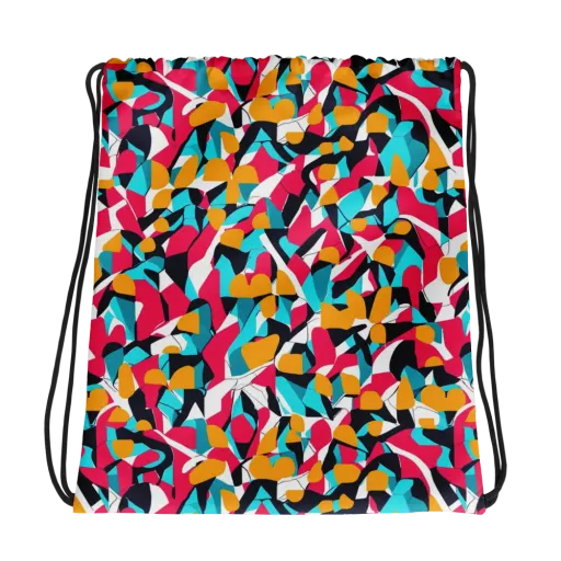 Neon Figure Flux on a Drawstring Bag