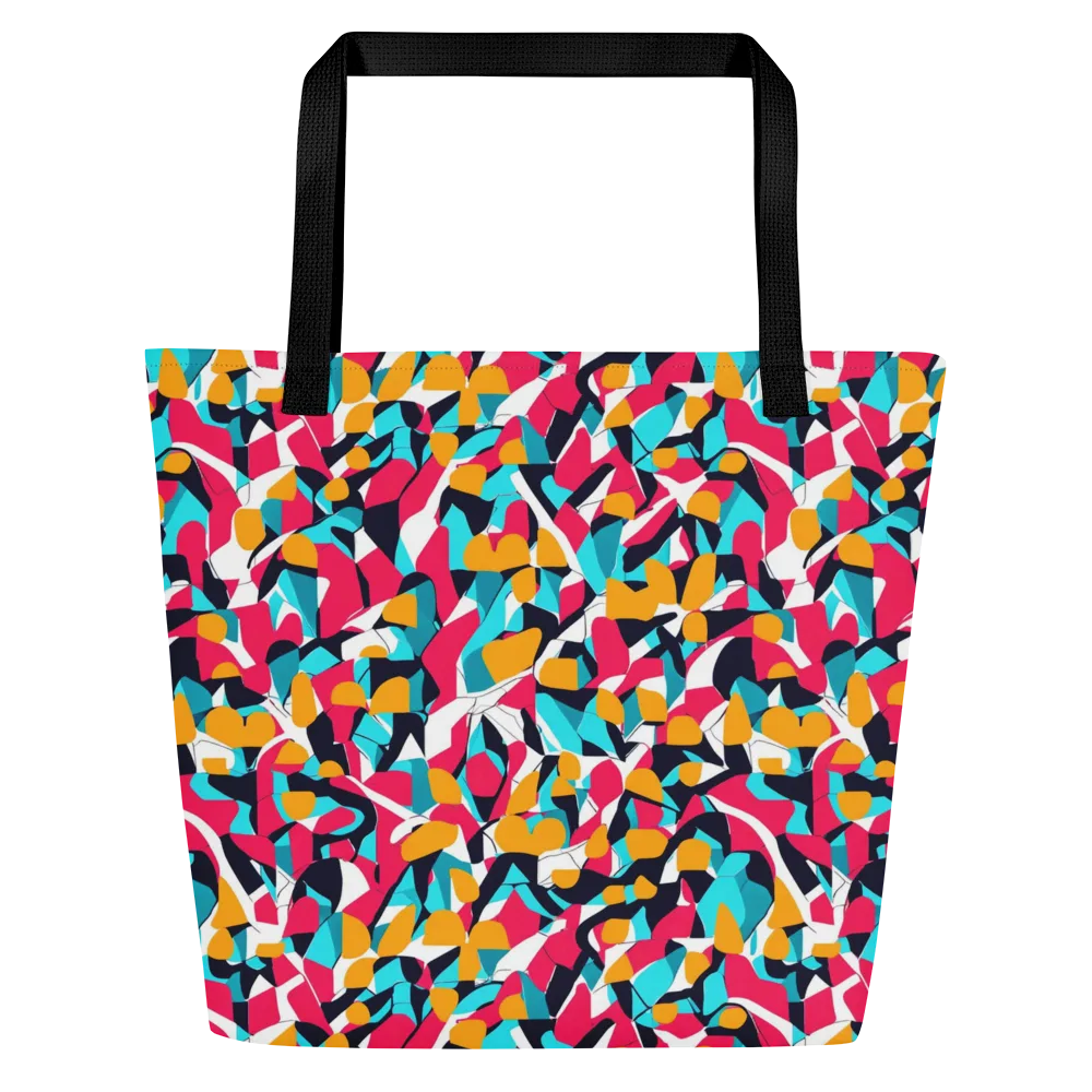 Neon Figure Flux on Large Tote Bag W/ Pocket — Front