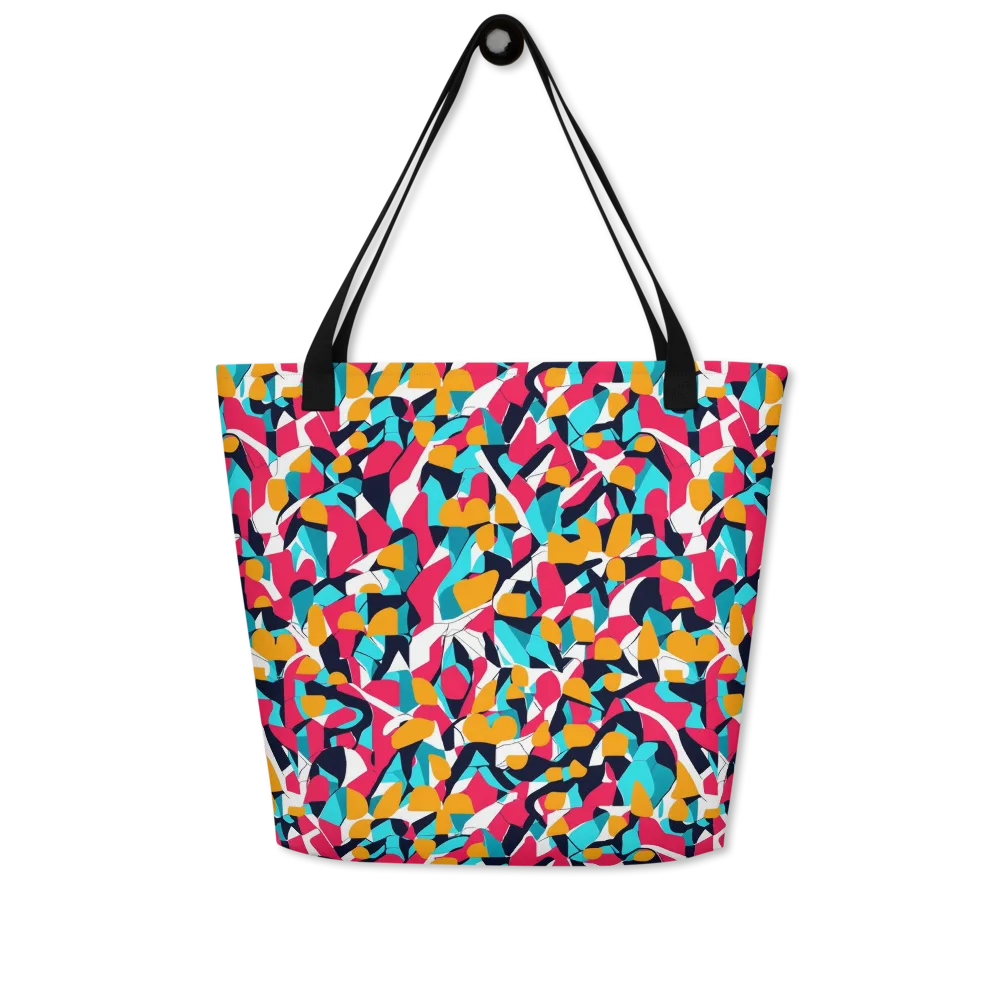 Neon Figure Flux on Large Tote Bag W/ Pocket — Front