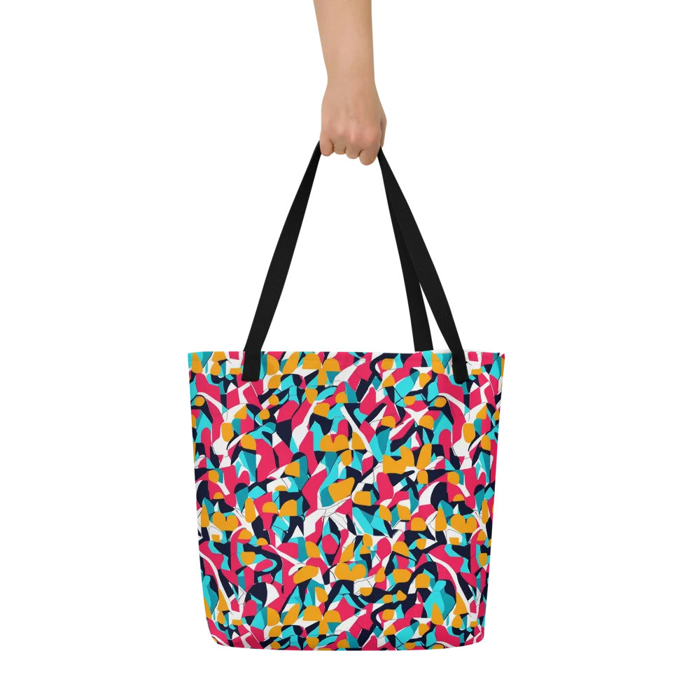 Neon Figure Flux on Large Tote Bag W/ Pocket — Front