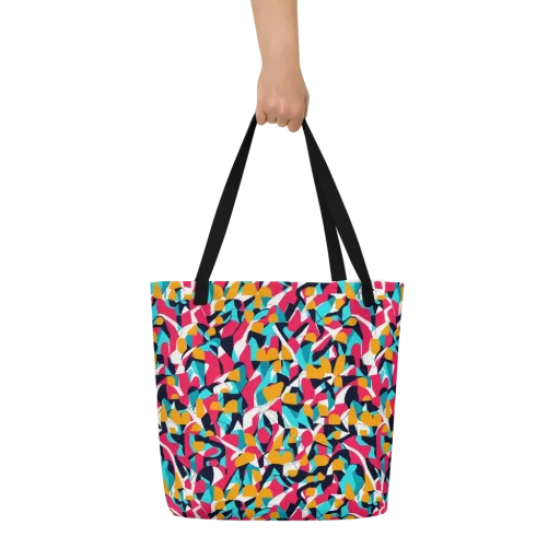 Neon Figure Flux on a Large Tote Bag W/ Pocket